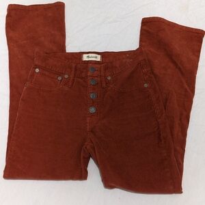 Madewell Cali Demi-boot Rust Corduroy Pants 24